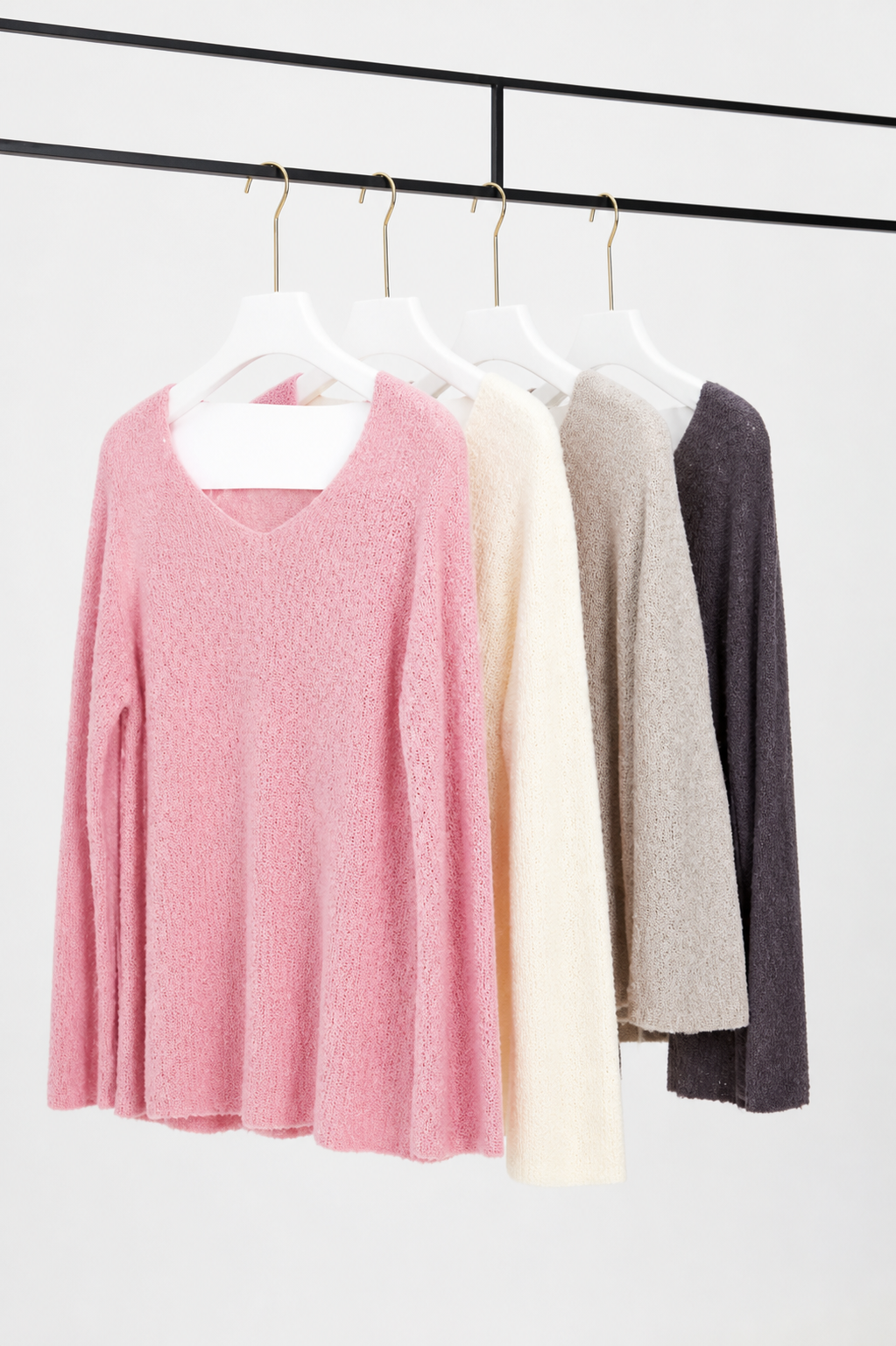 V-Neck Textured Yarn Pullover