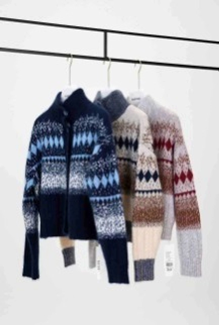 High-Neck Jacquard Cardigan