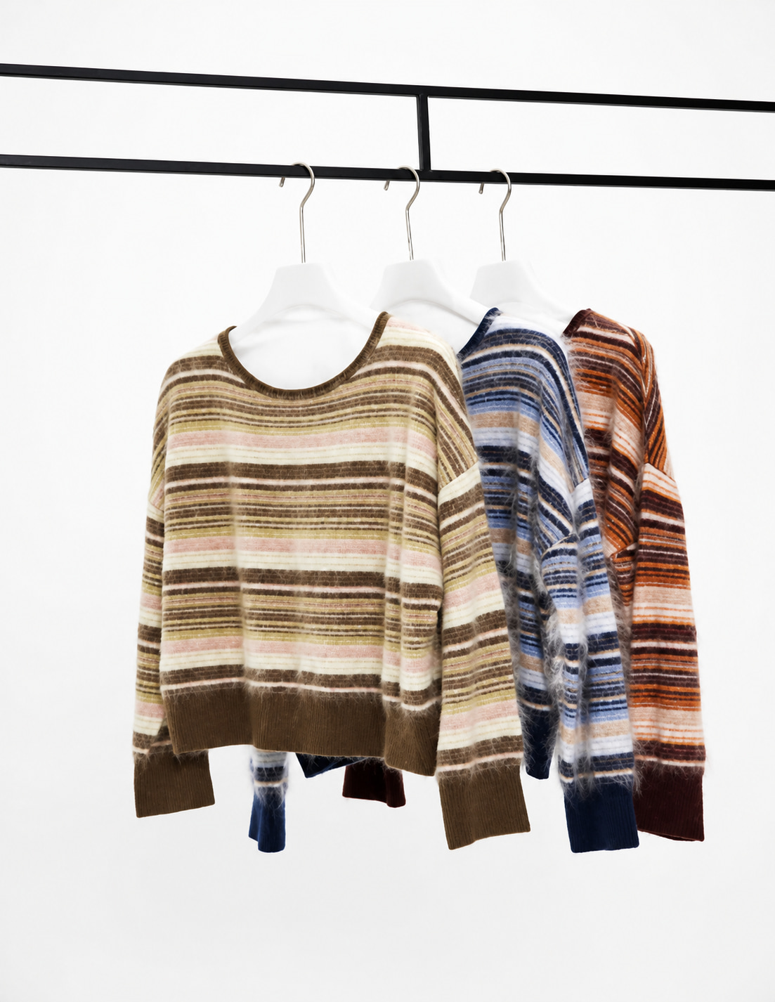 Striped Brushed Cashmere Pullover