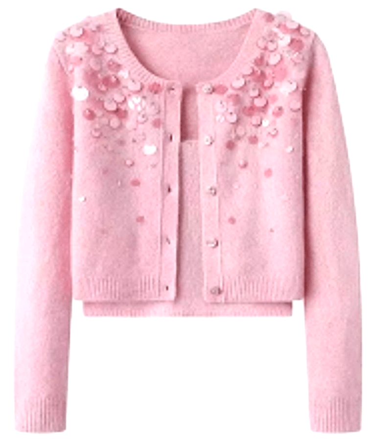 Beaded Crewneck Wool Sweater